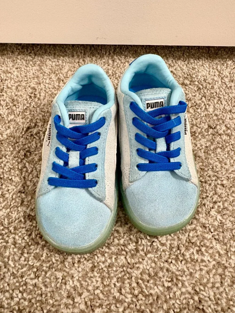 Puma x Pokemon Squirtle Suede Sneakers Little Kid Size 6C Blue Grey Green VGUC